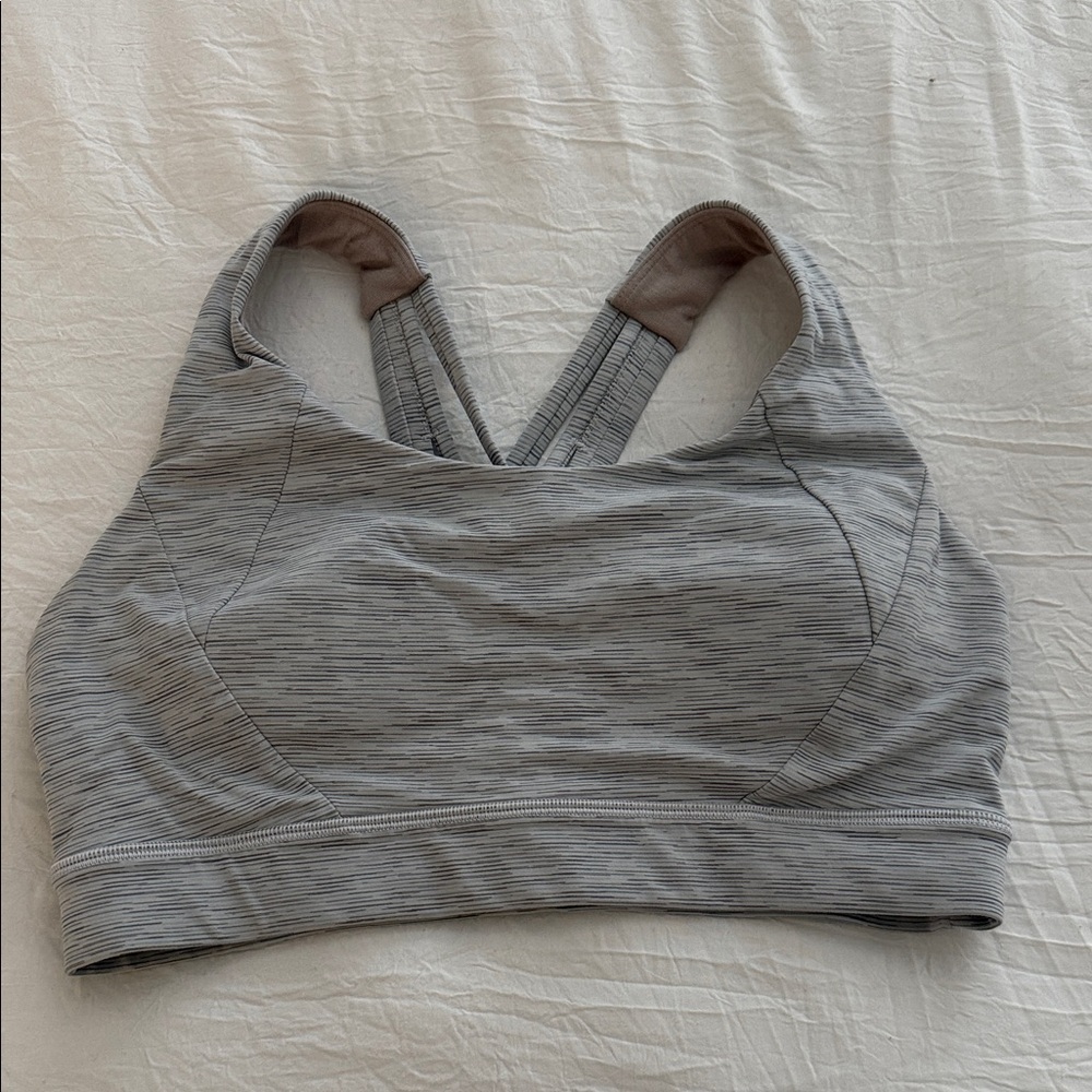 lululemon athletica Heathered Light Gray Crisscross Sports Bra